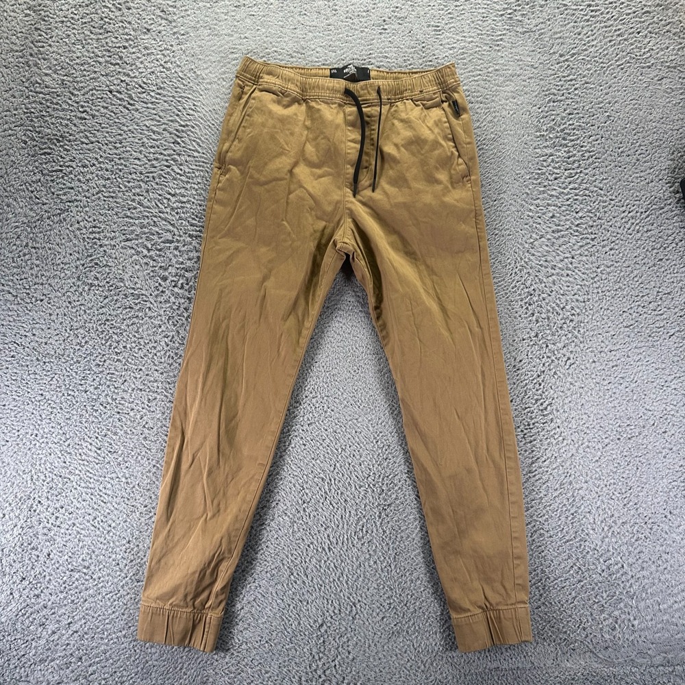 Hollister Pant Mens S Beige Cotton Twill Jogger Tapered Relaxed Preppy Stretch